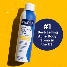 Person using PanOxyl on back demonstrating fast coverage and confidence