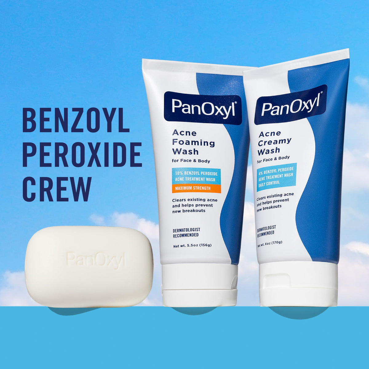 Hand applying PanOxyl wash to face demonstrating gentle cleansing and bacteria reduction