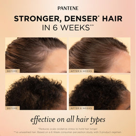 Pantene serum being applied to wet hair for targeted scalp coverage