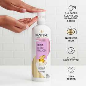Long hair after washing with Pantene showing smoother, stronger-looking lengths