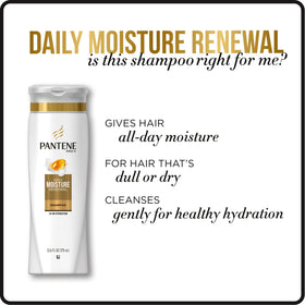 Applying Pantene shampoo to wet hair to cleanse and refresh scalp