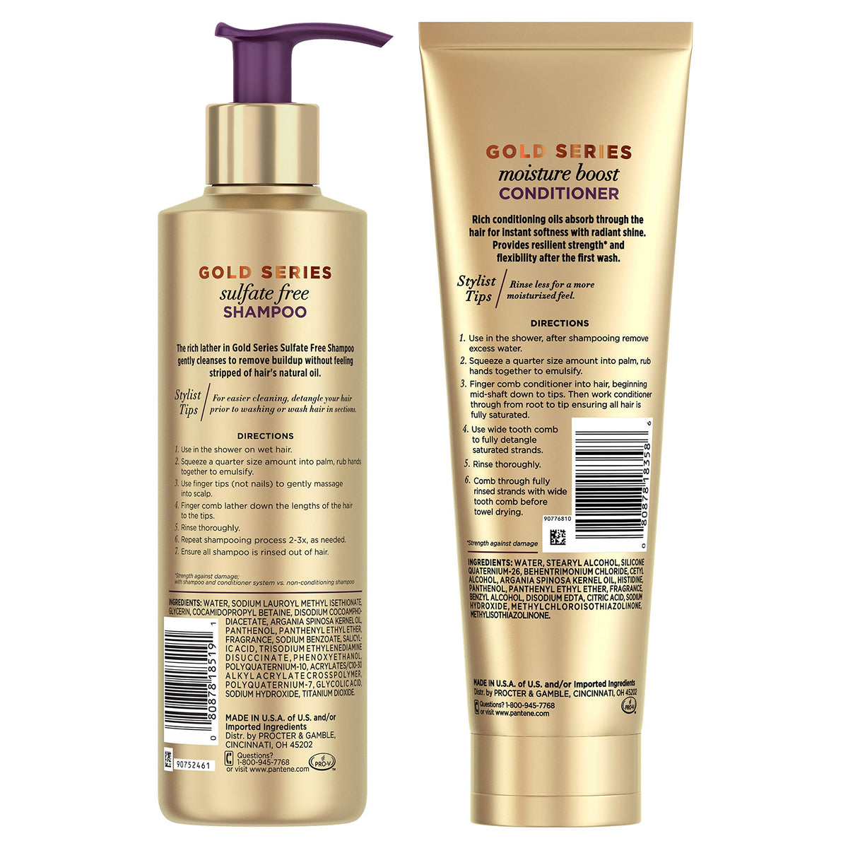 Pantene close-up of argan oil shampoo pump emphasizing easy dispensing