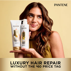 Pantene before and after hair split showing smoother, shinier strands