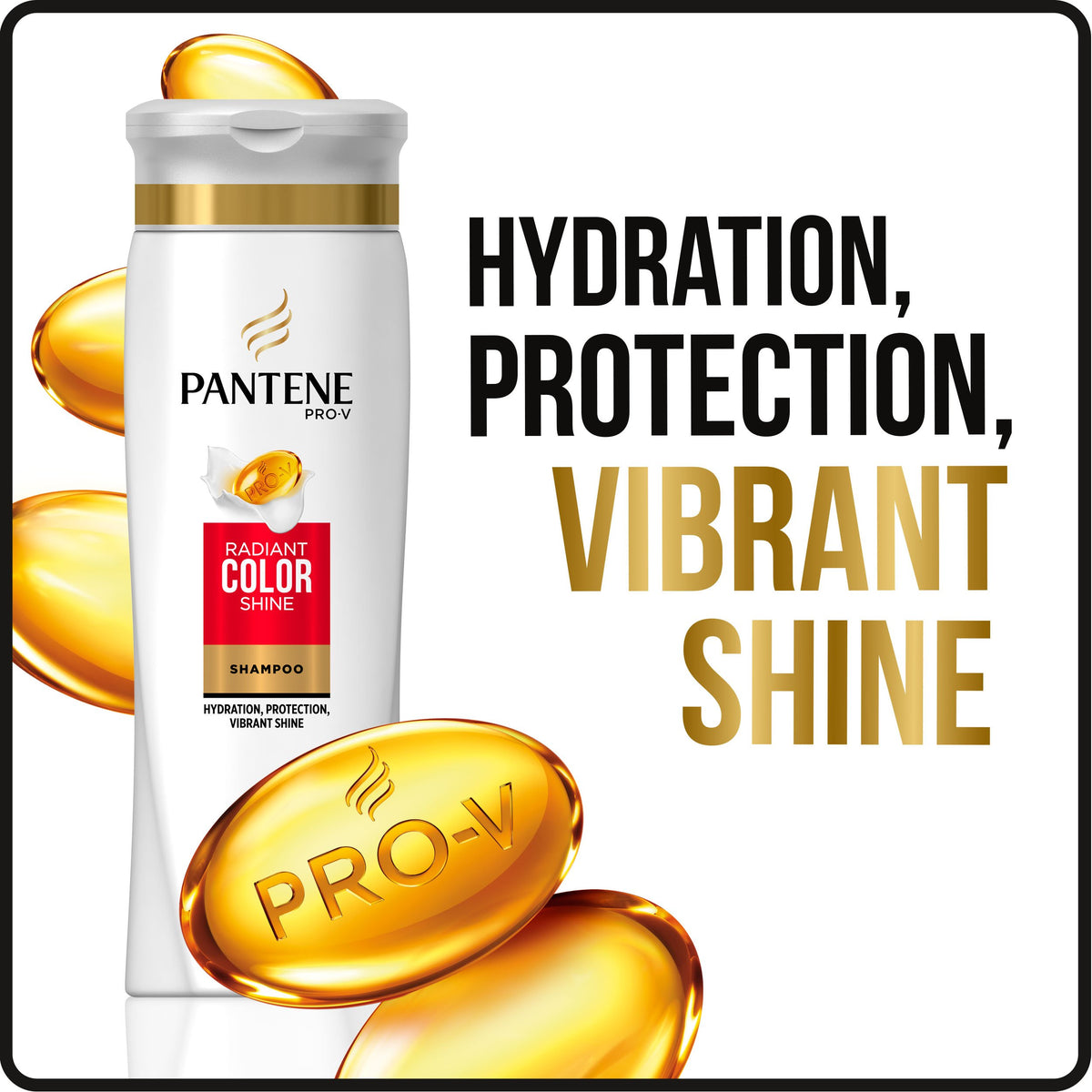 Pantene Radiant Color bottles staged on bathroom shelf for daily use