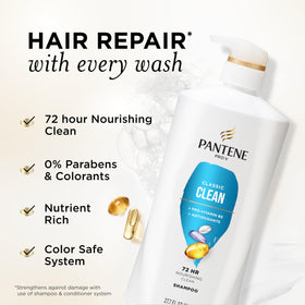 Pantene Classic Clean back label with ingredients and usage instructions visible