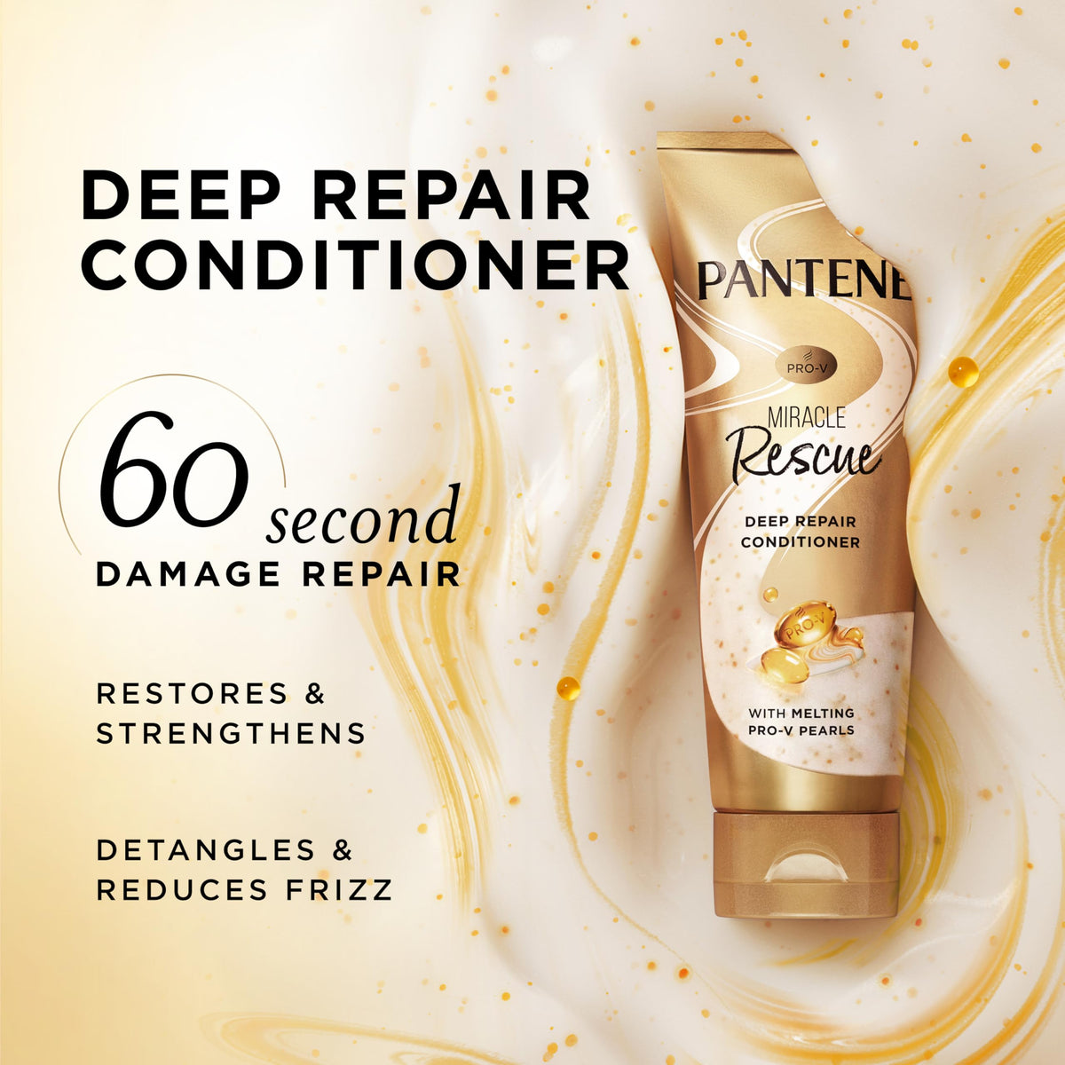 Pantene closeup of melting Pro-V pearls releasing nutrients for repair