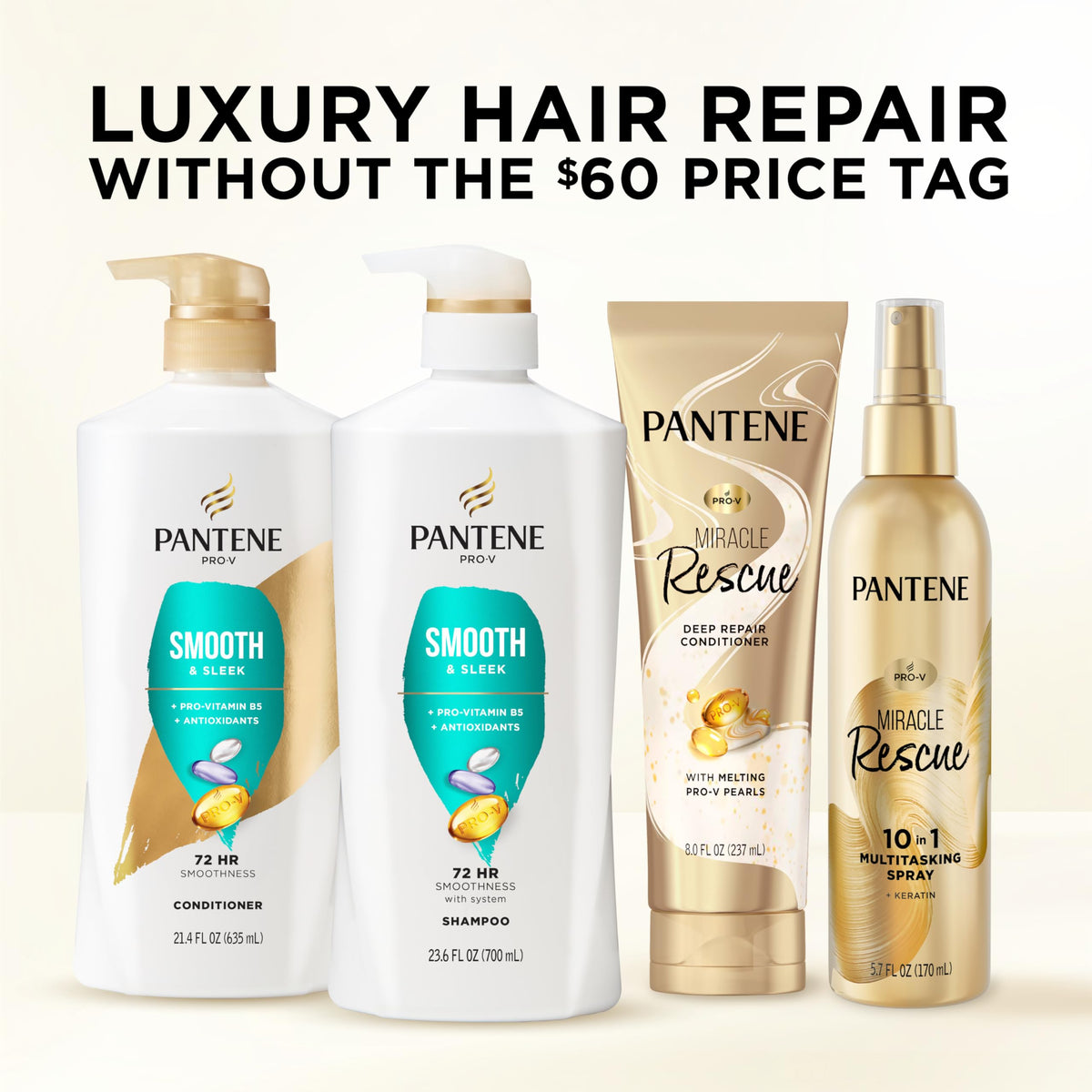 Pantene results: combed sleek hair to show frizz control