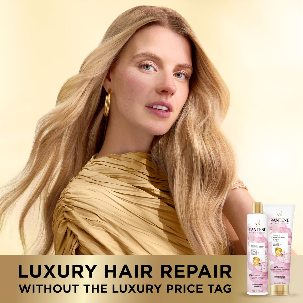 Pantene conditioner cream spread on palm for rich hydration