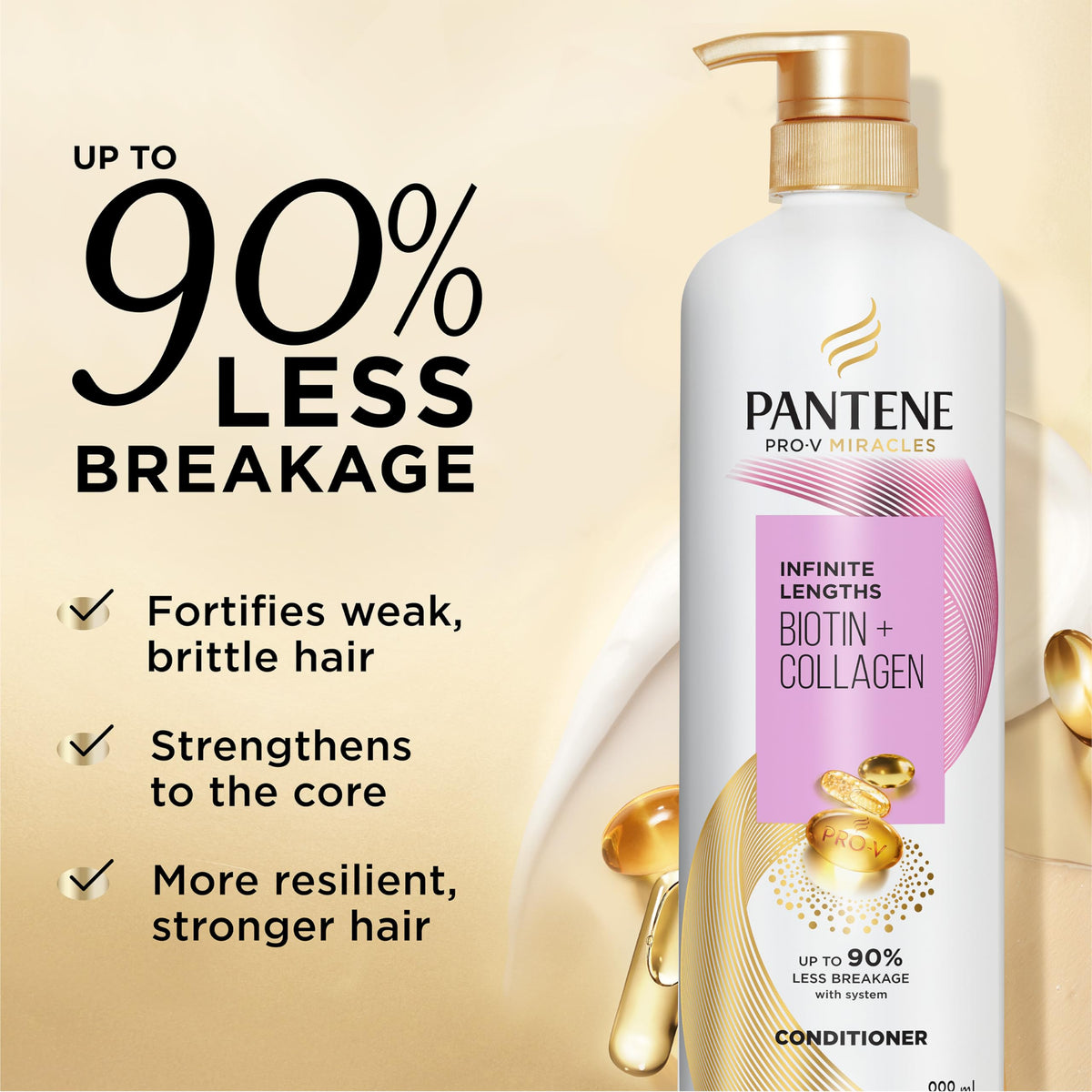 Pantene bottle dispensing conditioner showing creamy texture and control