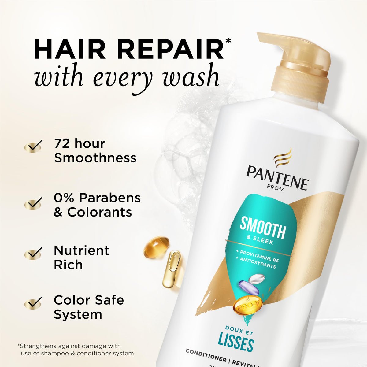 Pantene conditioner pump close-up for easy dispensing and convenience
