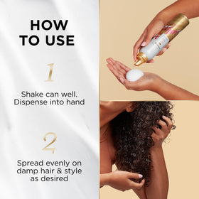 Pantene applying mousse to damp hair demonstrating smooth distribution and definition