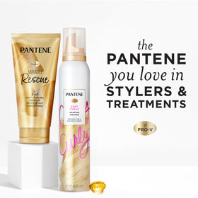 Pantene ingredient label closeup highlighting Pro-V nutrients for healthier-looking curls