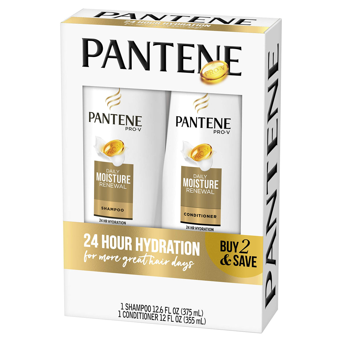 Pantene Daily Moisture Renewal back label with ingredients and directions