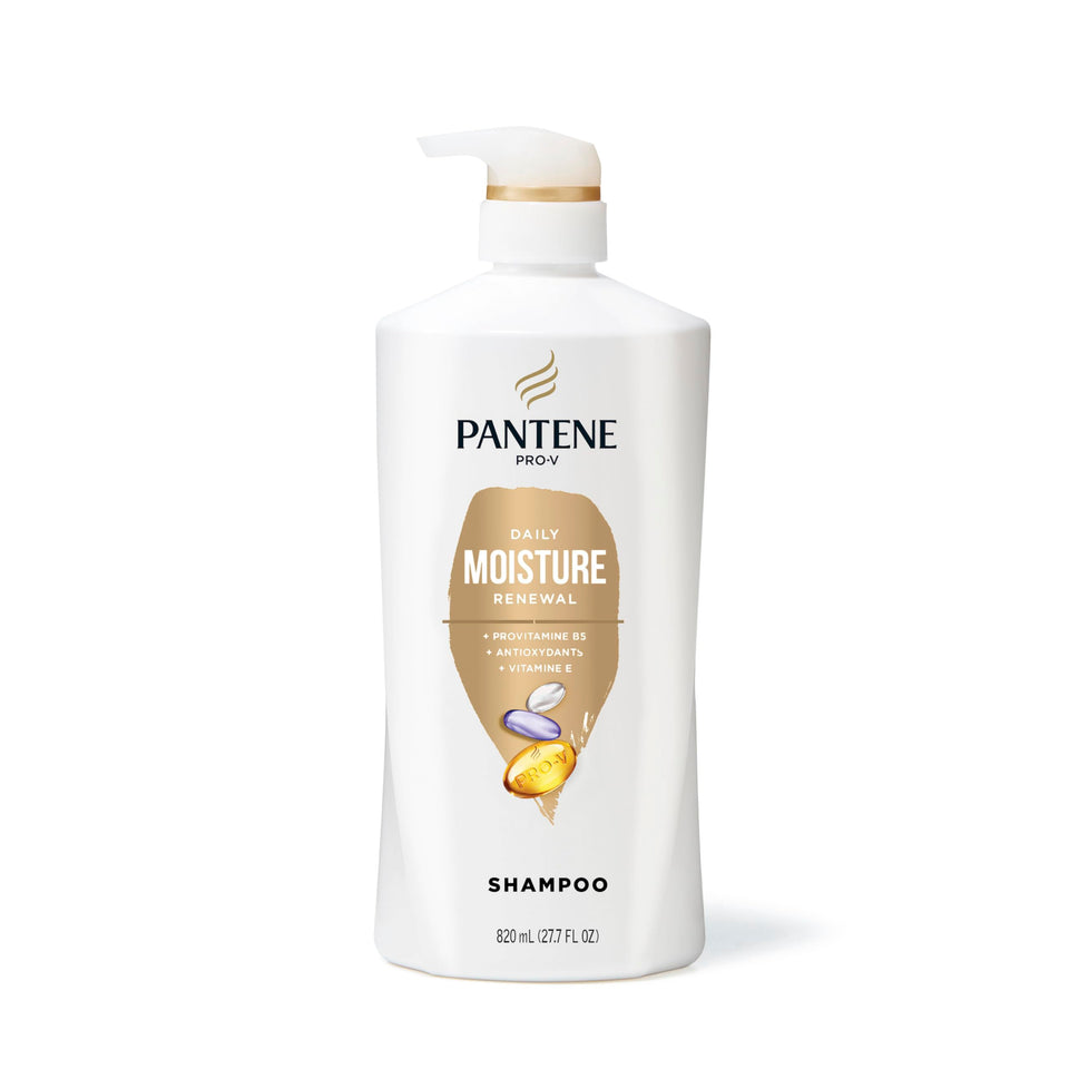 Pantene front packaging showing daily moisture renewal and 72-hour hydration benefit