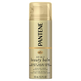 Pantene front packaging showing pump and branding, easy dispensing benefit