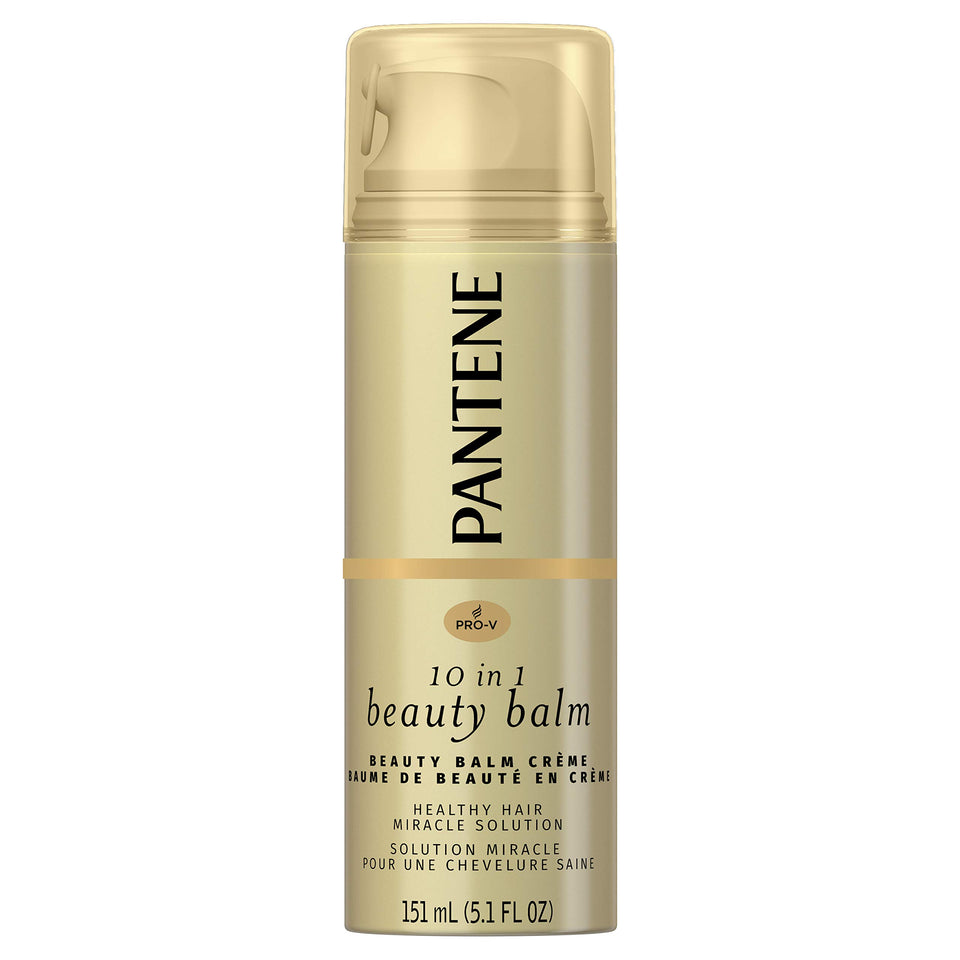 Pantene front packaging showing pump and branding, easy dispensing benefit