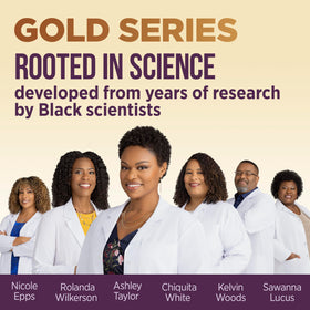 Pantene Gold Series used on styled curls in natural light to show defined, nourished look