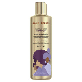 Pantene Gold Series shampoo front packaging showing bottle and branding benefit hydration