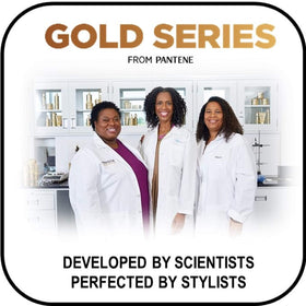 Pantene Gold Series used by stylist with praying-hands method to evenly distribute product