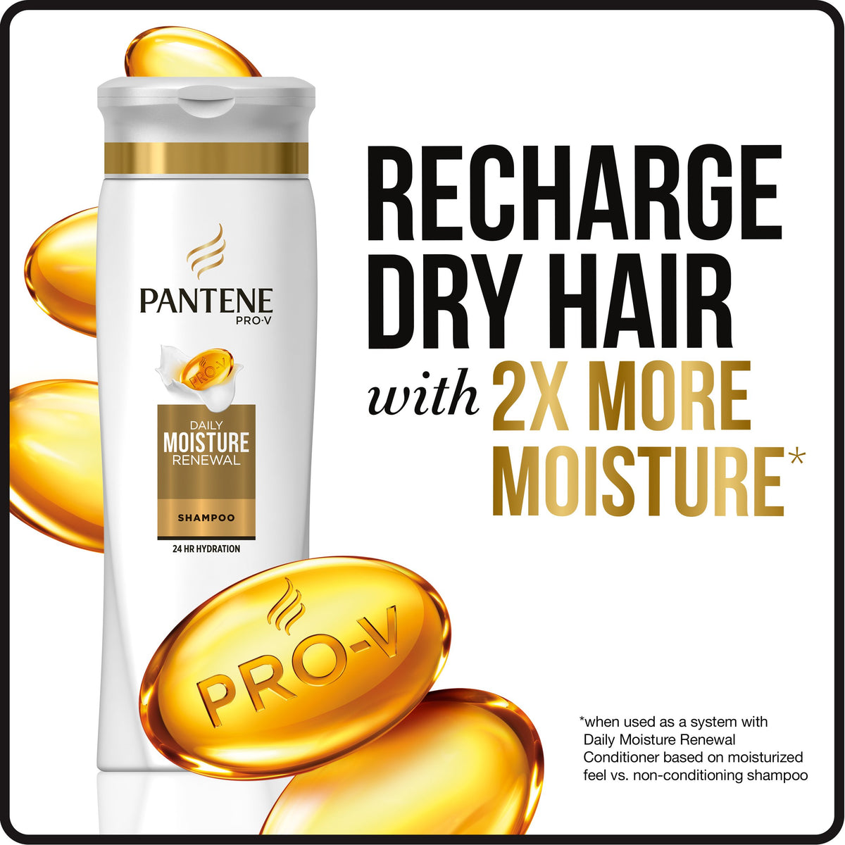 Pantene duo on bathroom shelf suggesting daily moisturizing routine