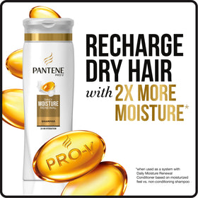 Pantene duo on bathroom shelf suggesting daily moisturizing routine