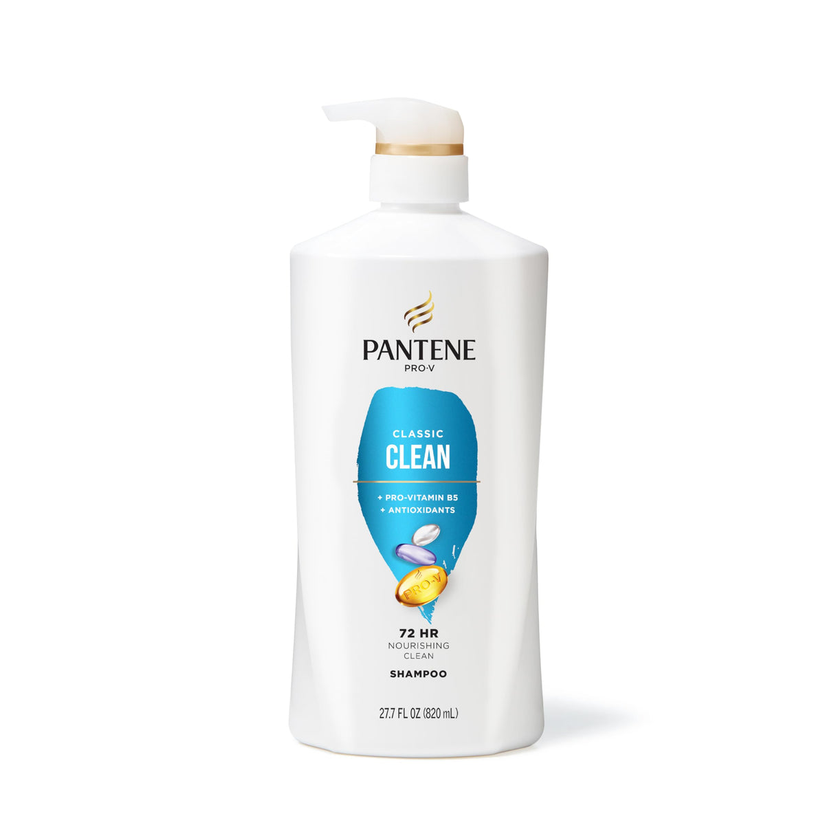 Pantene set on bathroom shelf illustrating easy daily routine