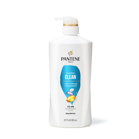 Pantene set on bathroom shelf illustrating easy daily routine