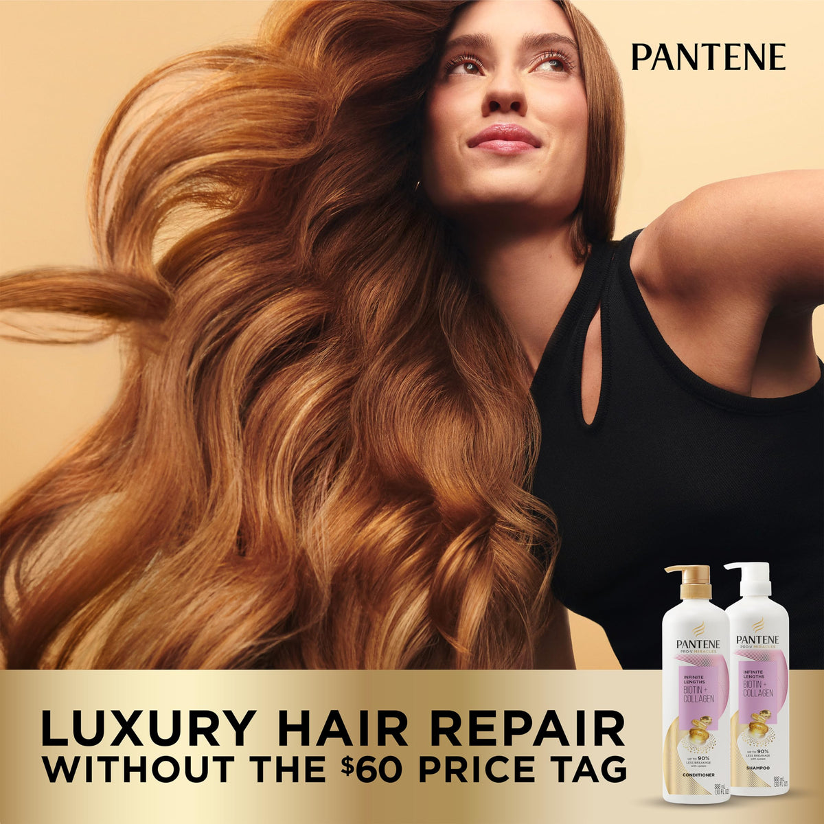 Person in shower applying Pantene conditioner for faster detangling