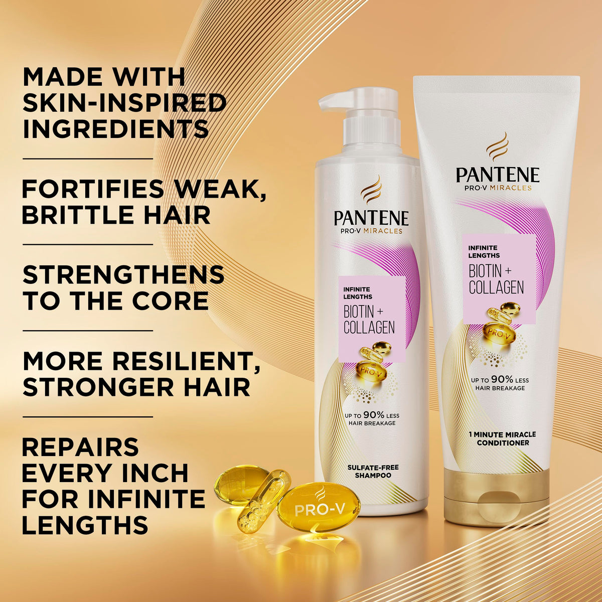 Pantene back label with usage directions and ingredient overview