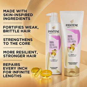 Pantene back label with usage directions and ingredient overview