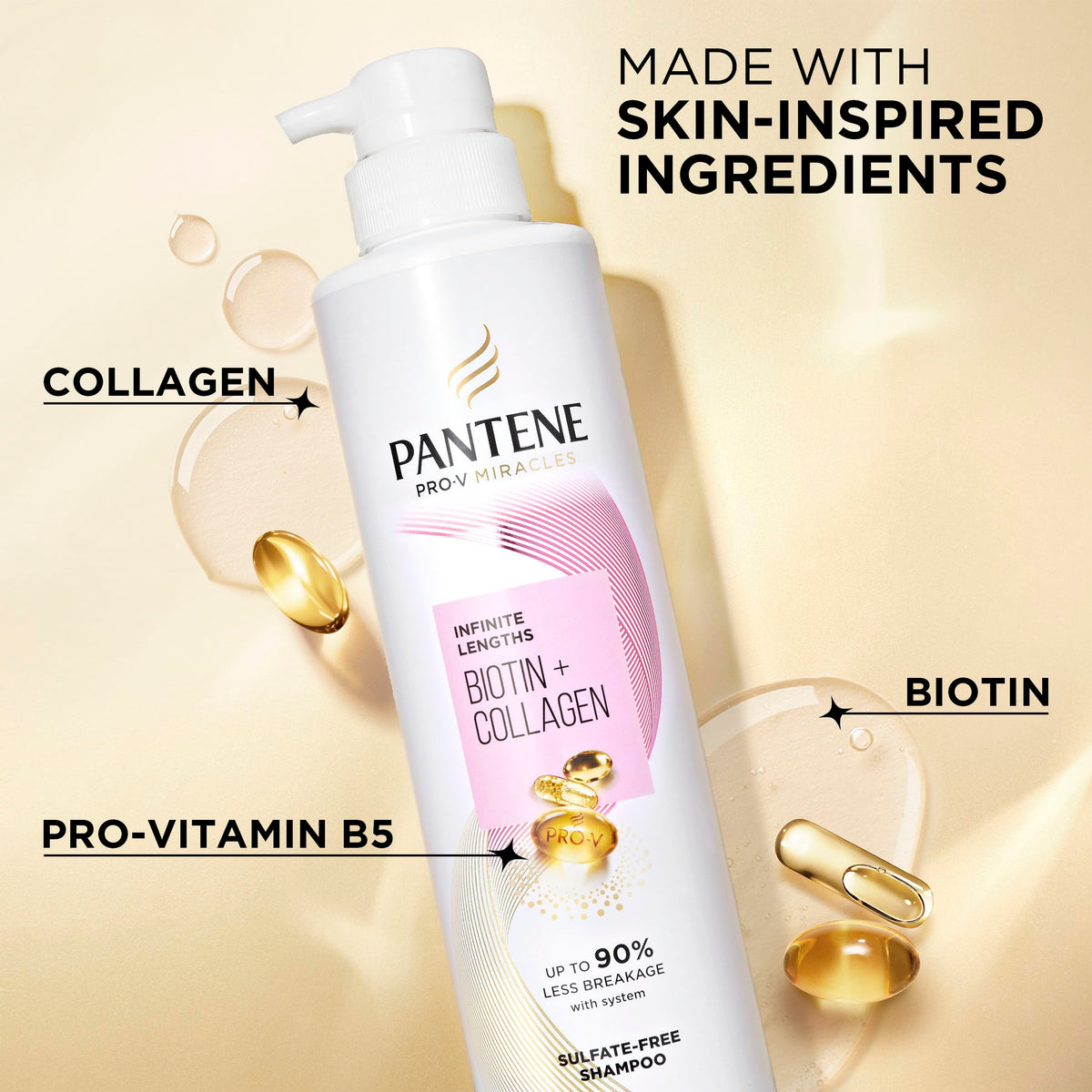 Pantene back label showing key ingredients and usage directions