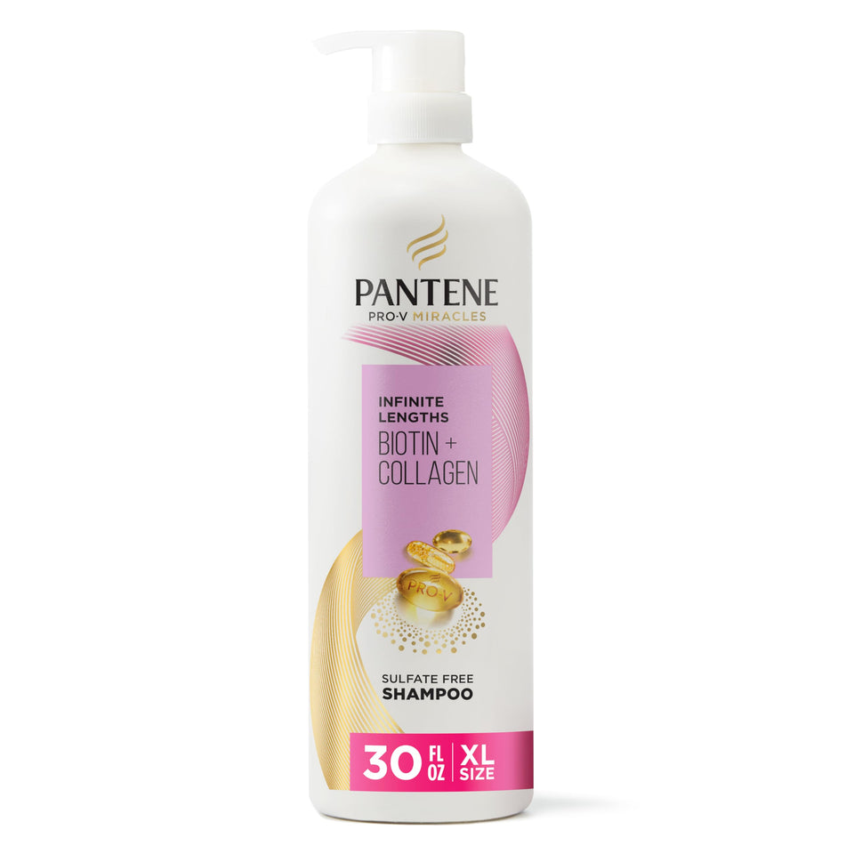 Pantene Infinite Lengths front bottle showing brand and size for easy recognition and shopping