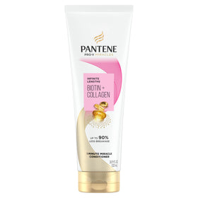 Pantene bottle front label showing Infinite Lengths benefits and size