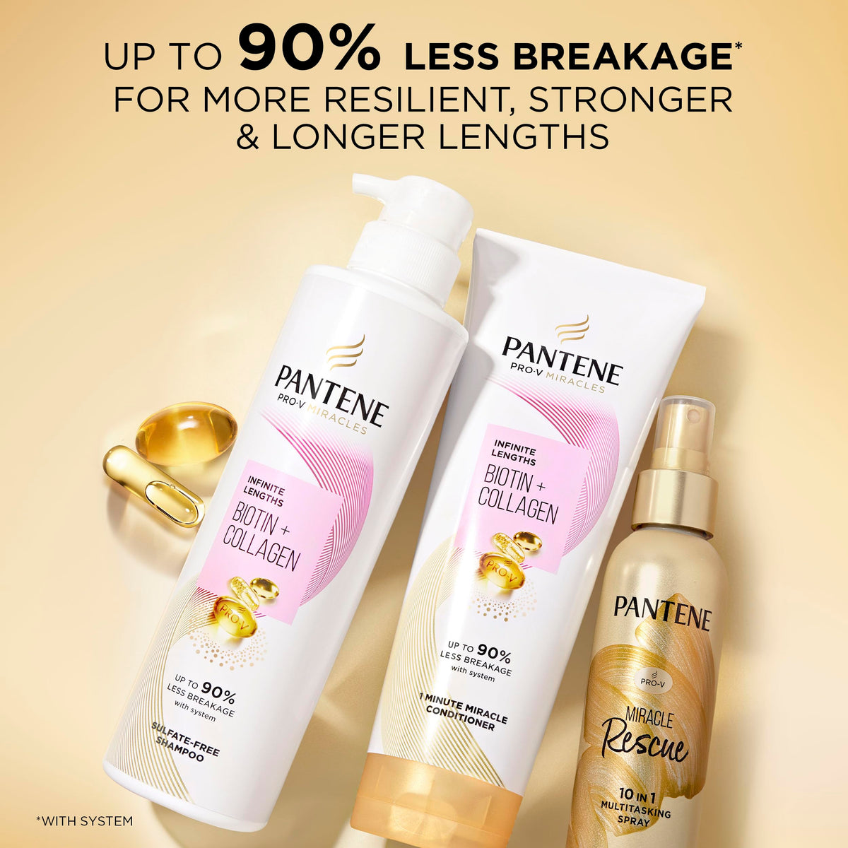 Pantene bottle staged on bathroom shelf suggesting daily routine use