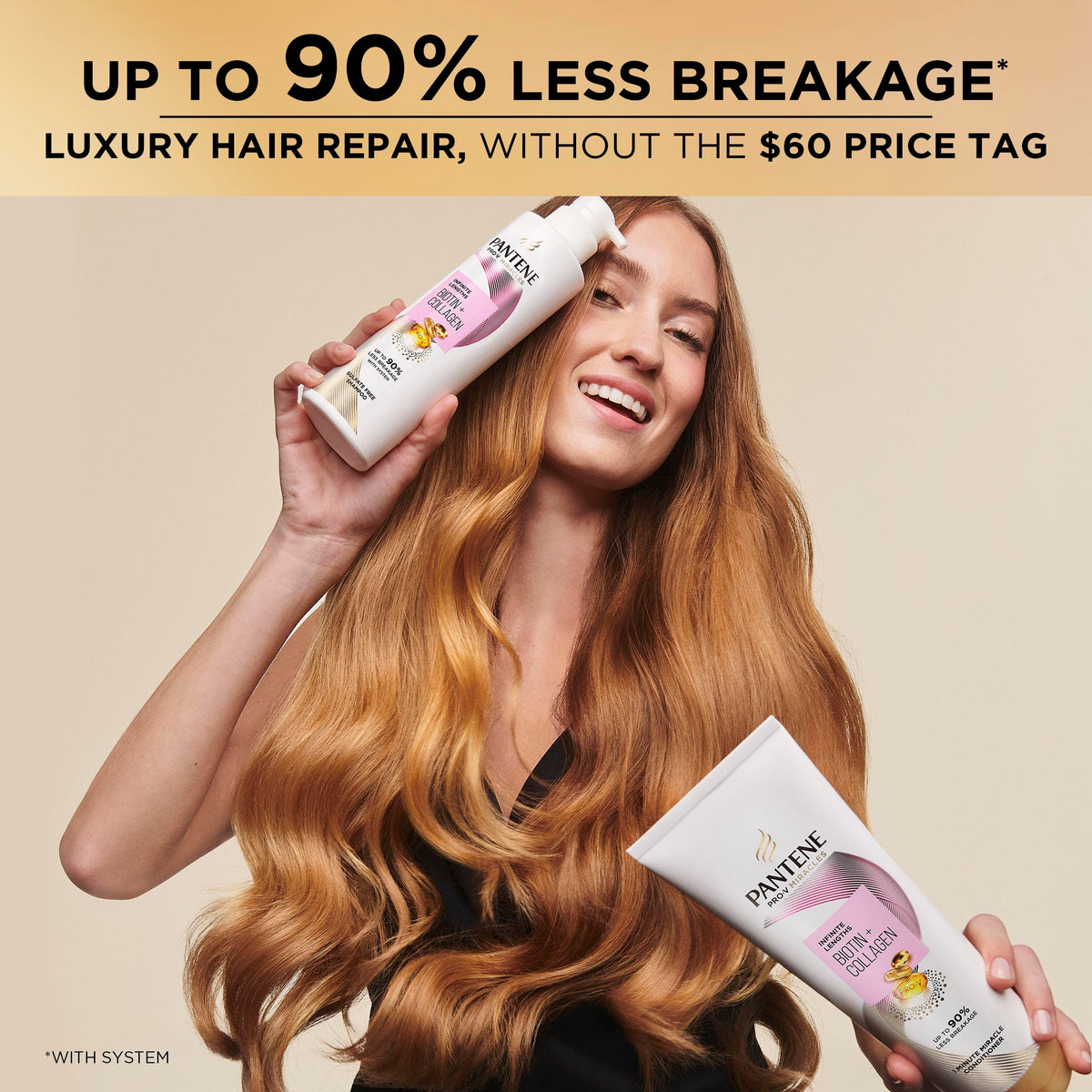 Applying Pantene in the shower to mid-lengths and ends for quick treatment