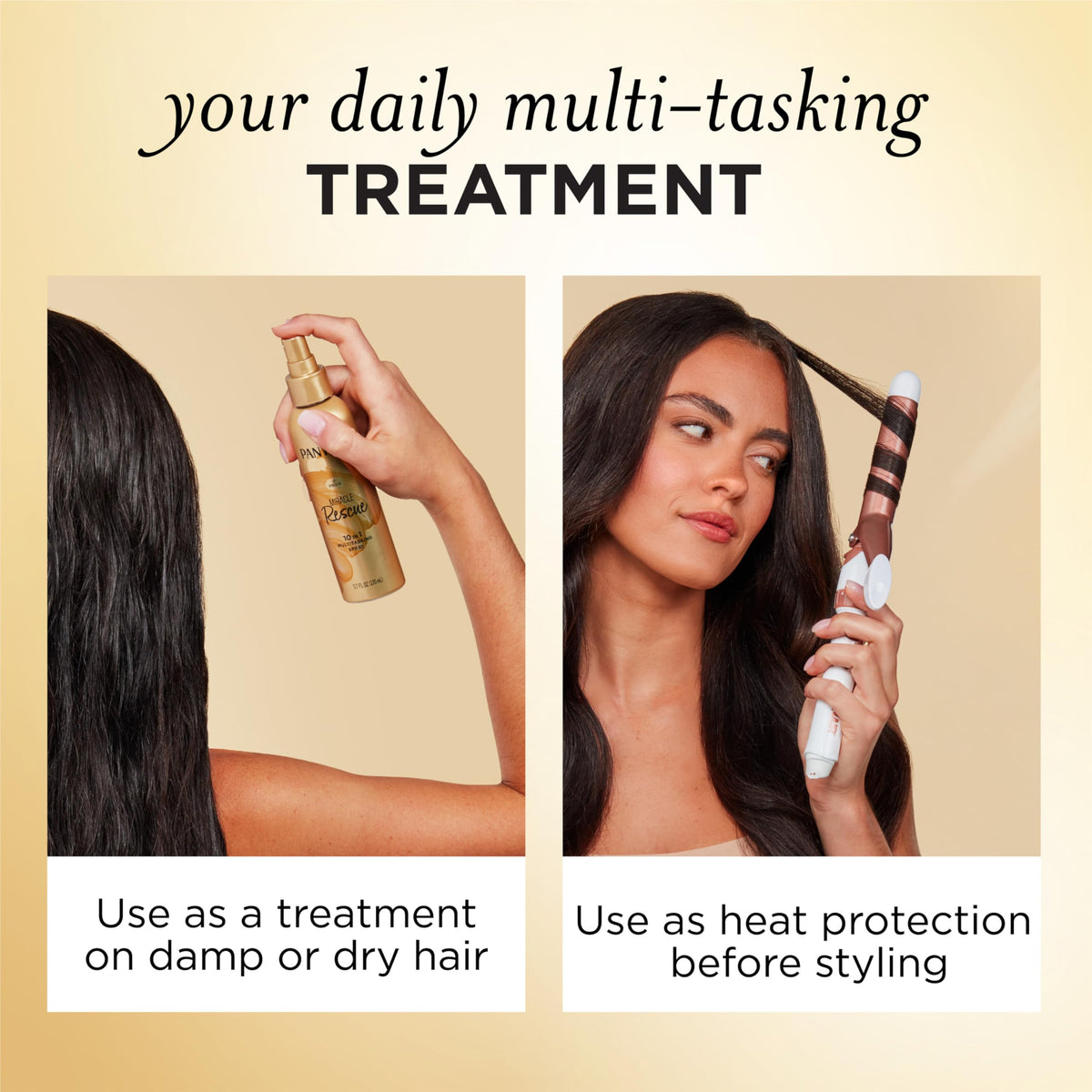 Close-up of Pantene label highlighting keratin and Pro-Vitamin B5 benefits