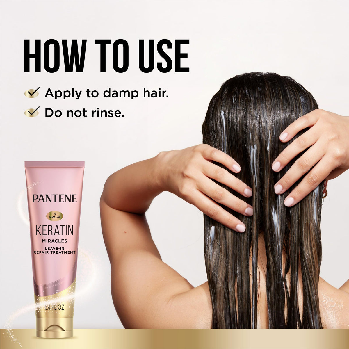 Before and after hair tips showing reduced split ends with Pantene treatment
