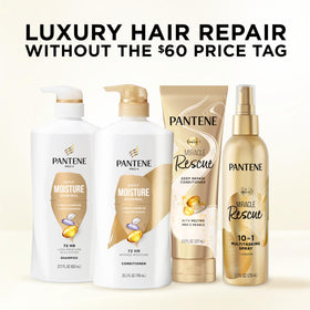 Pantene product label close-up listing pro-vitamin benefits and antioxidant protection