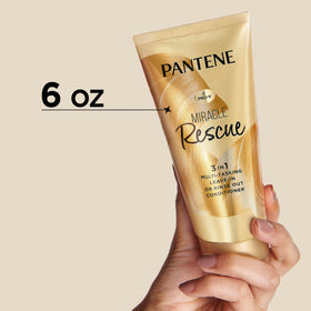 Pantene Miracle Rescue bottle on bathroom counter in everyday routine scene