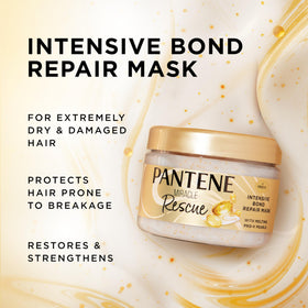 Pantene Miracle Rescue open jar with melting Pro‑V pearls for targeted repair