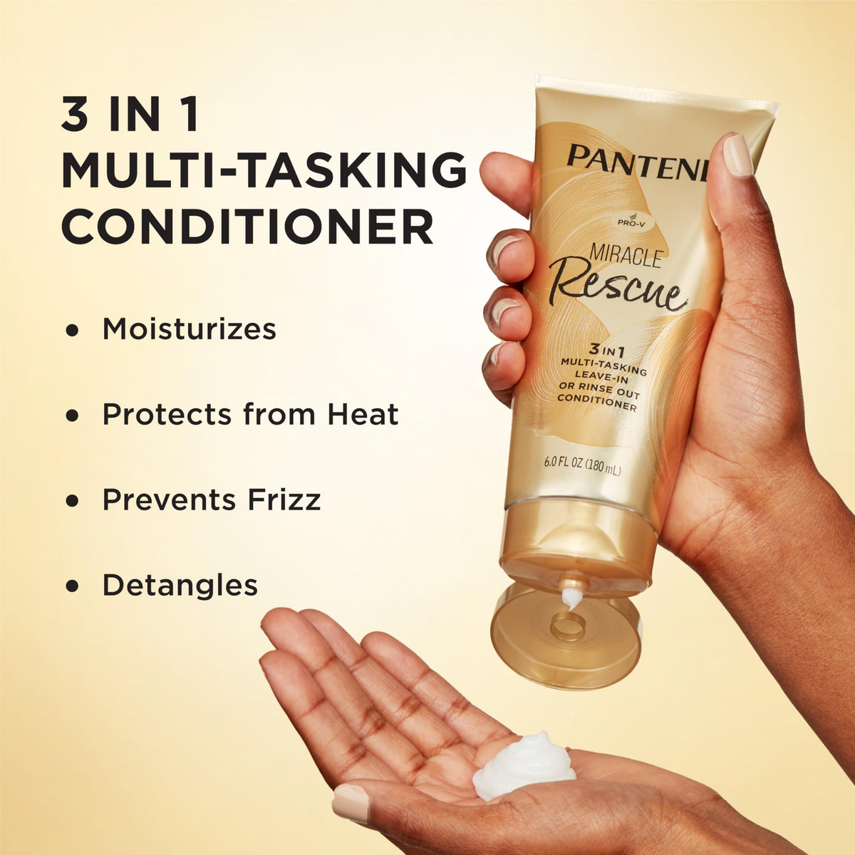 Pantene Miracle Rescue pump dispensing creamy texture for easy application