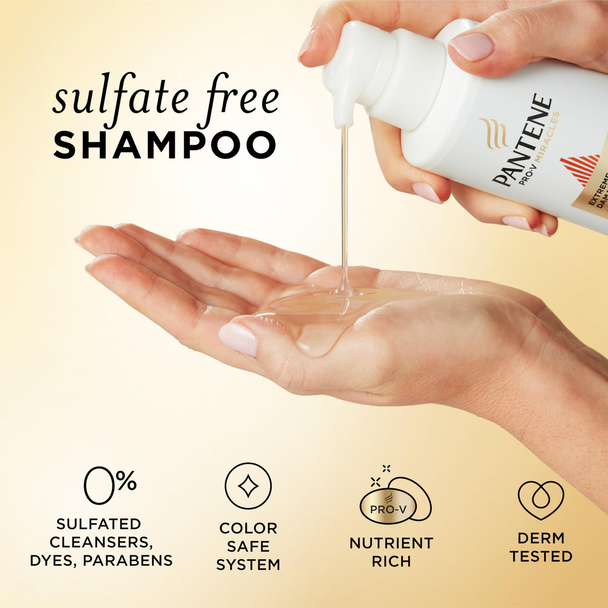 Pantene bottle paired with conditioner and hair oil for full routine