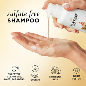 Pantene bottle paired with conditioner and hair oil for full routine