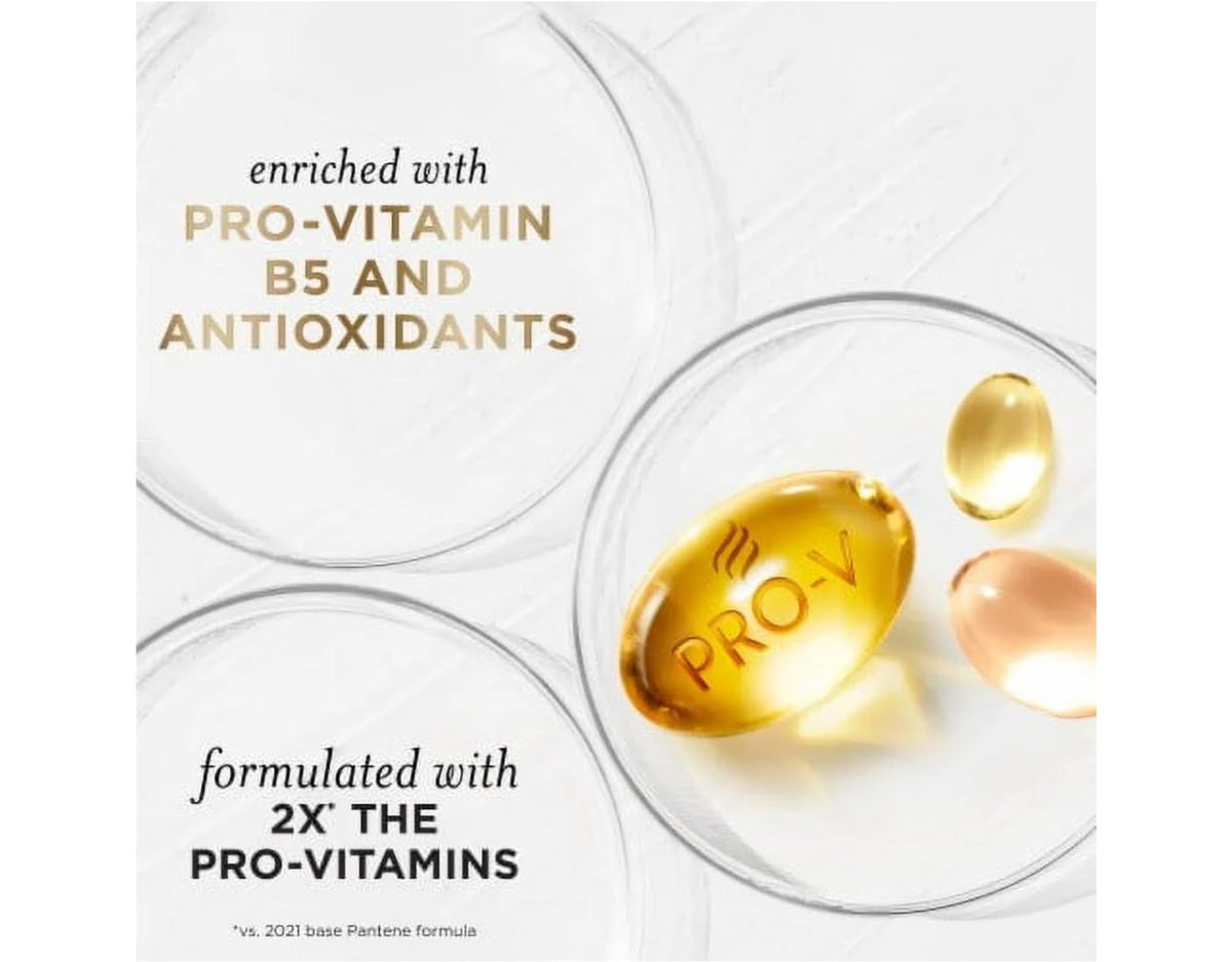 Pantene ingredient panel close-up highlighting Pro-V nutrients and pH balancers