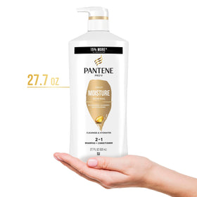 Pantene product in hand for size scale and easy everyday use benefit