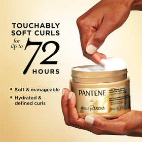 Pantene pump dispensing creamy leave-in texture that hydrates curls