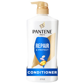 Pantene front bottle view showing Repair & Protect label and large 25.1 oz size benefit