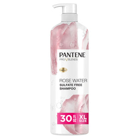 Pantene rose water shampoo front bottle showing branding and size benefits