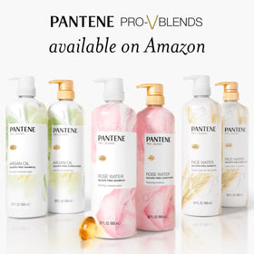 Close-up of Pantene label revealing Pro-V, Vitamin B5 benefits