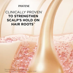 Pantene shampoo pouring into palm highlighting easy application and gentle foam